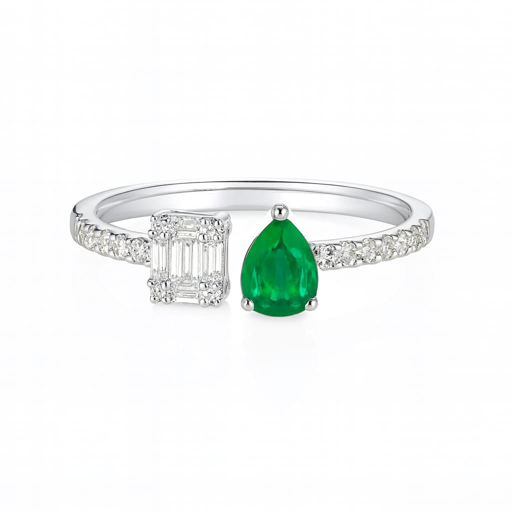 14K White Gold Emerald Ring, 0.26ct