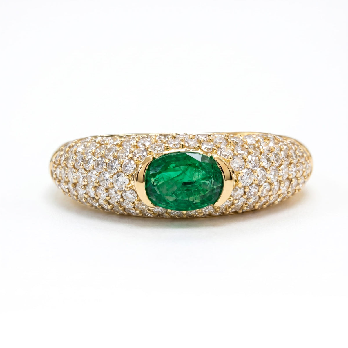 AER156999Y - Ring 14KY/2.5G 1EMER-0.41CT 126RD-0.78CT