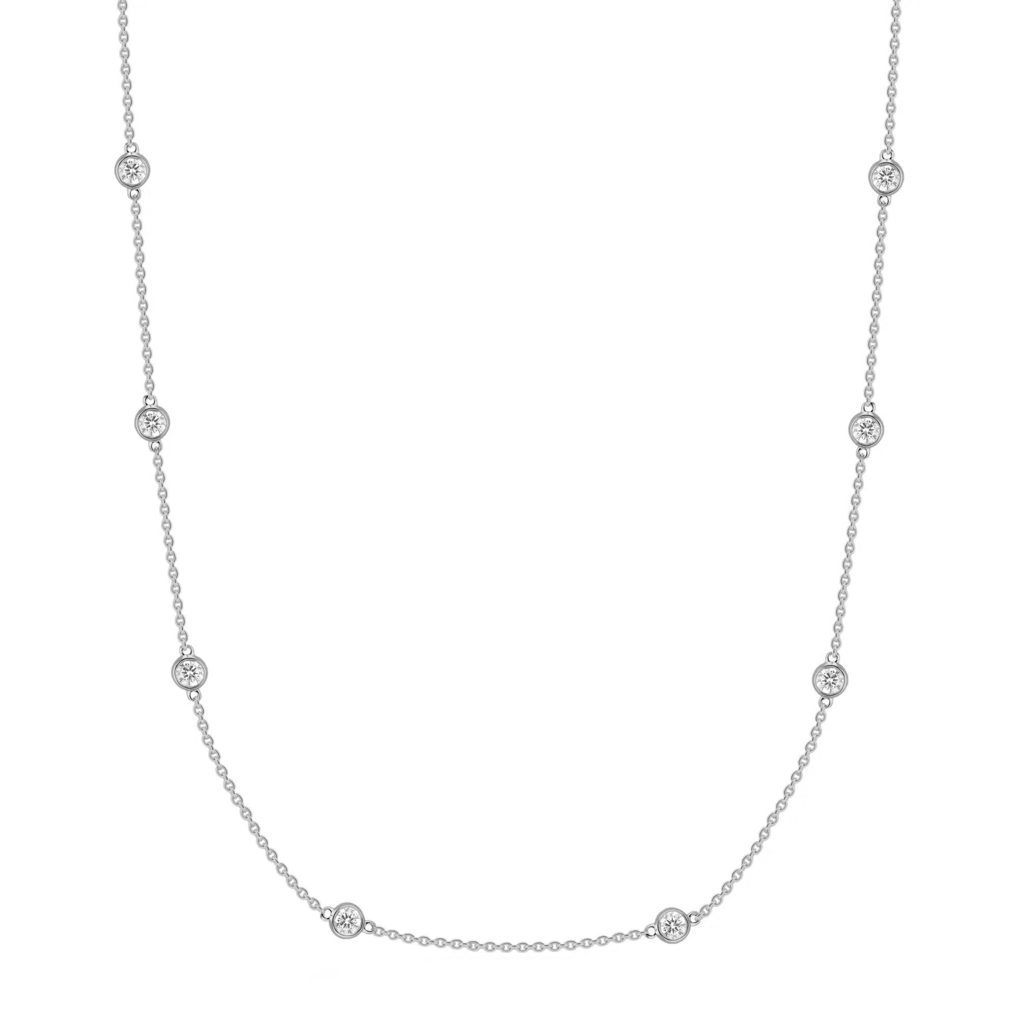 14K White Gold Diamonds By The Yard Necklace - Large, 1.47ct