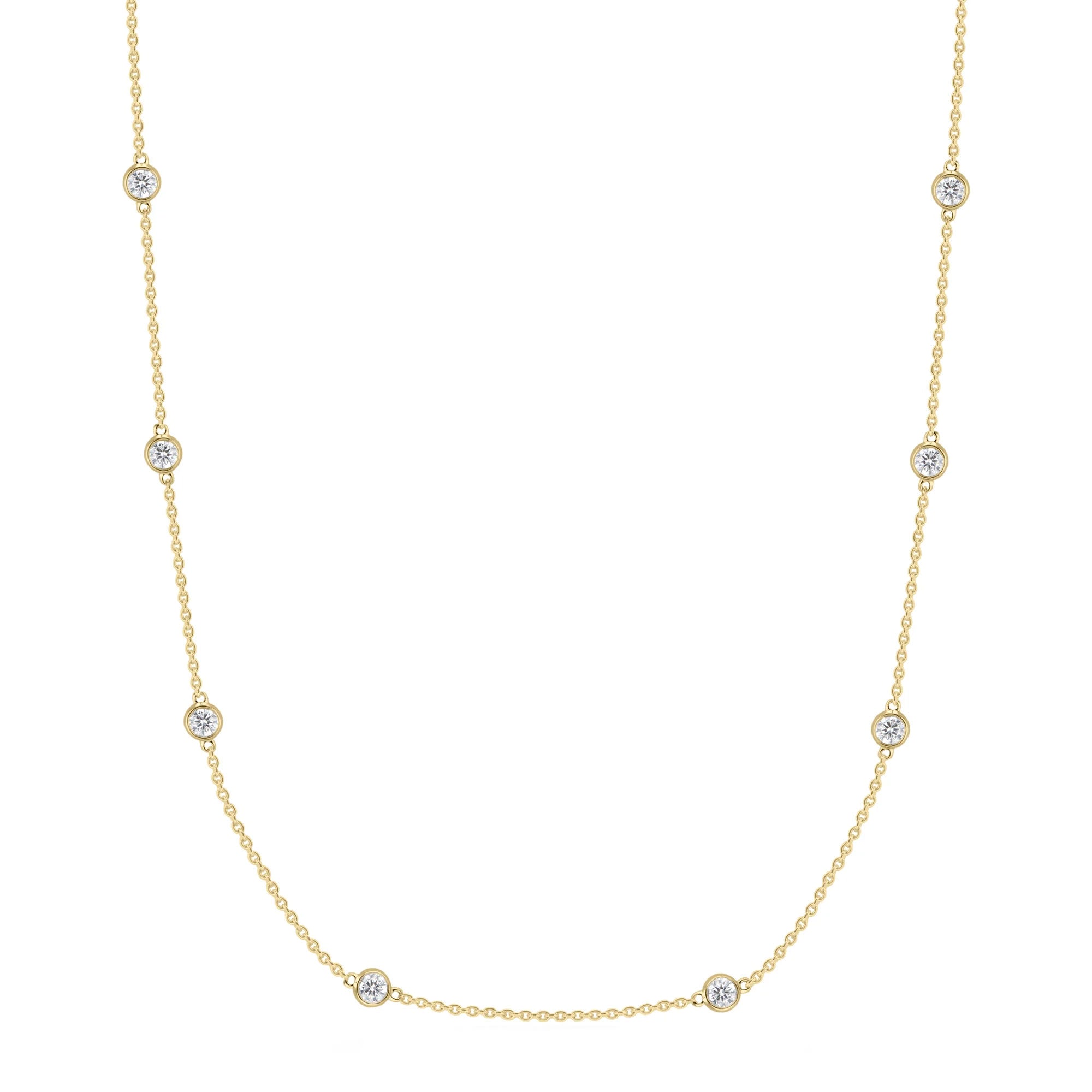 14K Yellow Gold Diamond Necklace, 34-Inch, 1.25ct