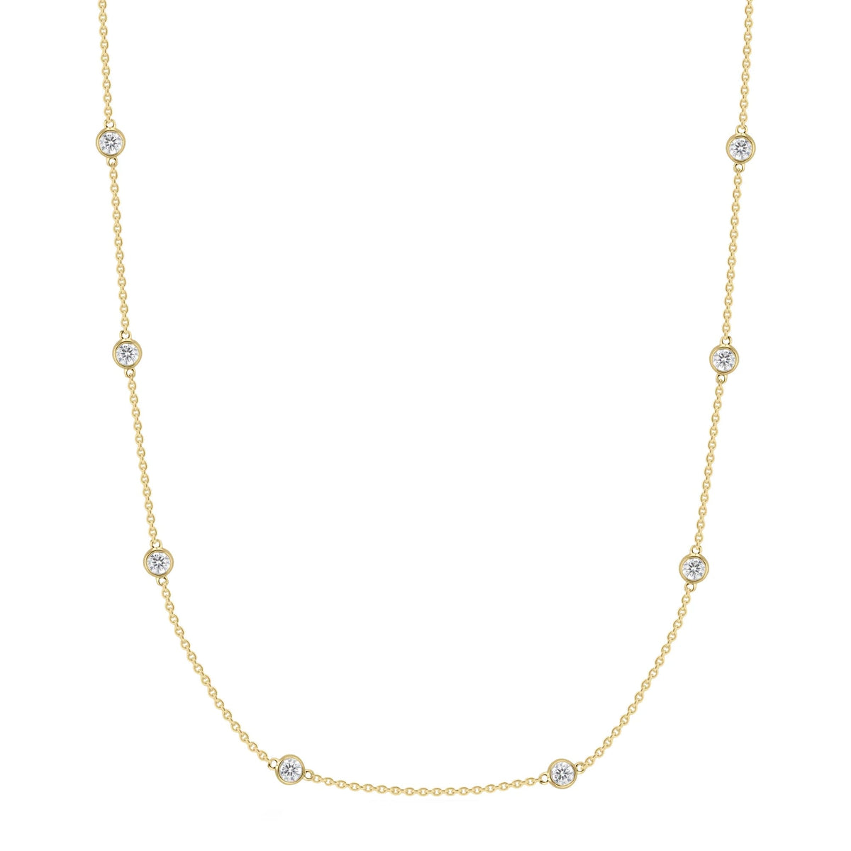 14K Yellow Gold Diamond Station Necklace, 0.71ct
