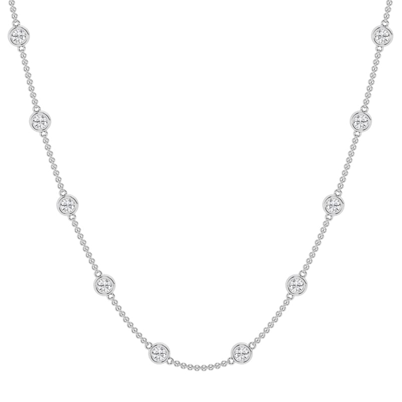 14K White Gold Diamond Necklace, 1.36ct