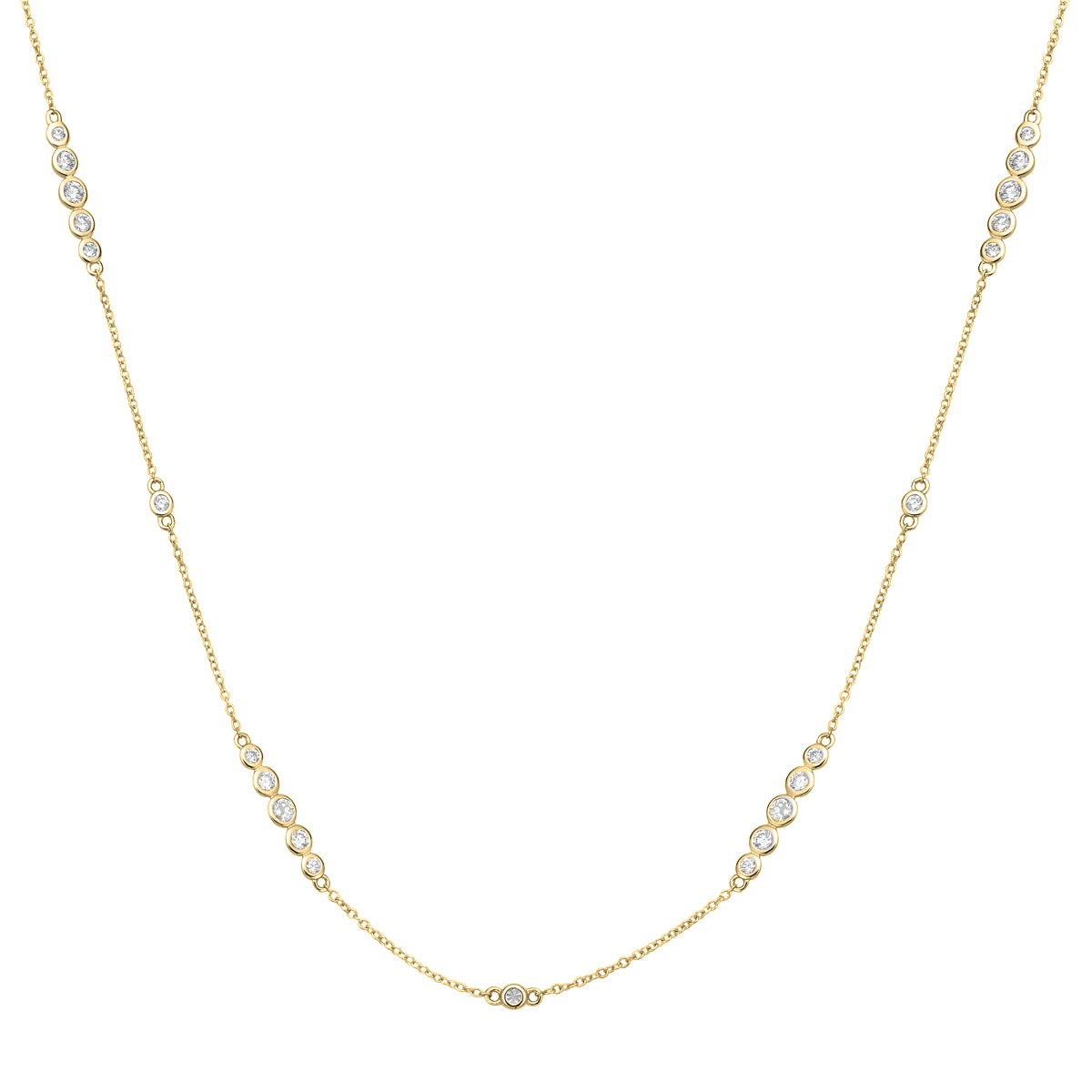 AN155182Y-34 - Necklace 14KY/3.2G 12RD-0.72CT 61RD-1.79CT
