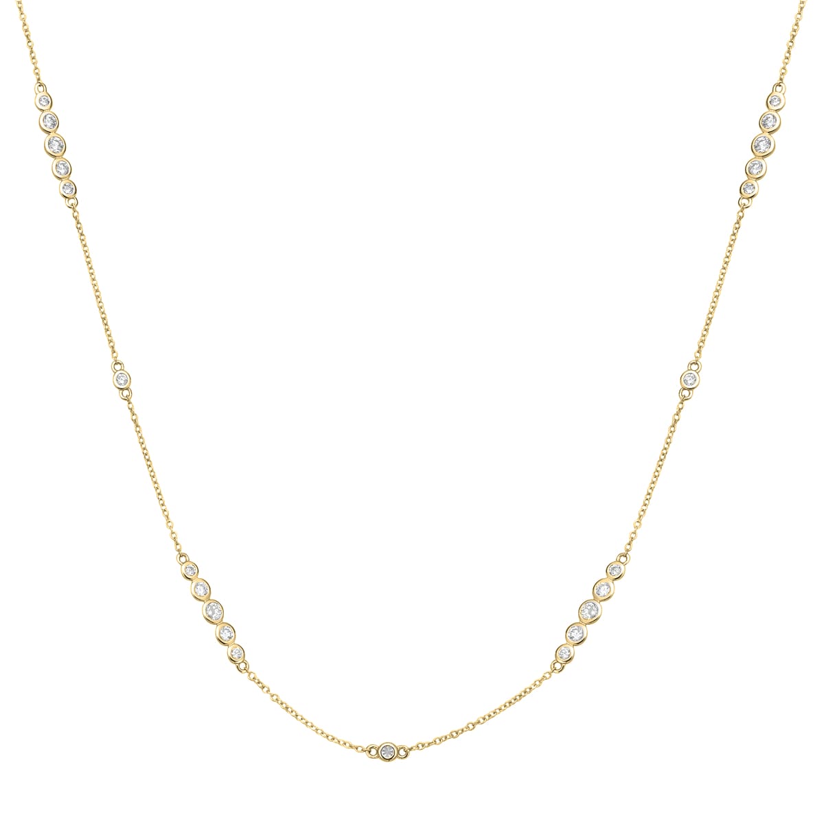 14K Yellow Gold Diamond Necklace - 34 Inch, 2.51ct