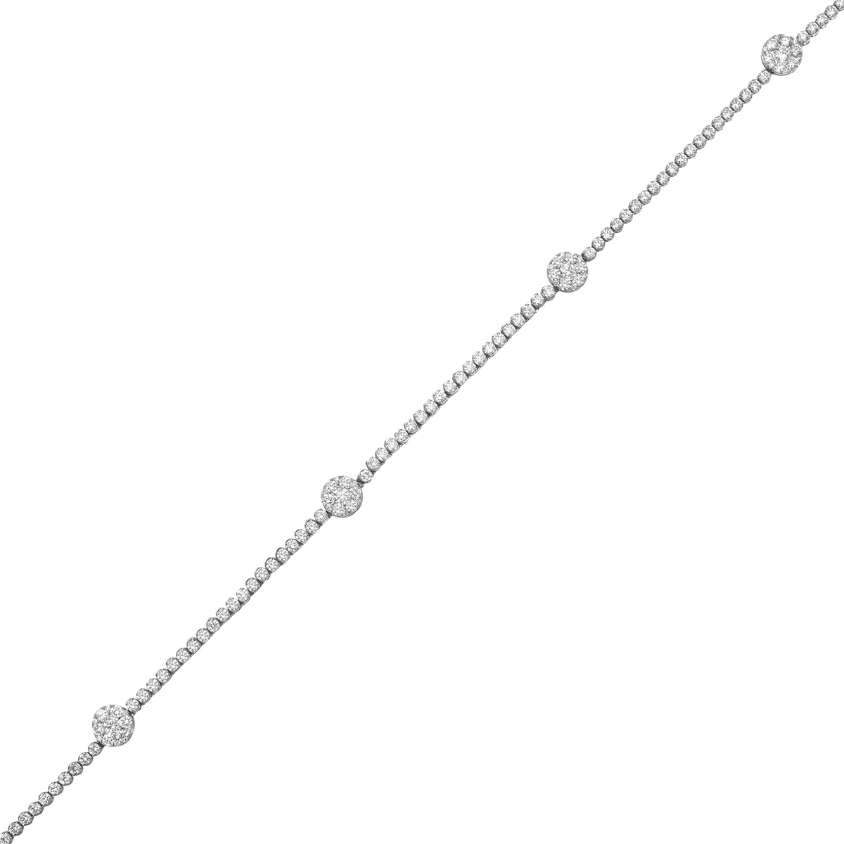 18K White Gold Round Diamond Necklace, 10.46ct