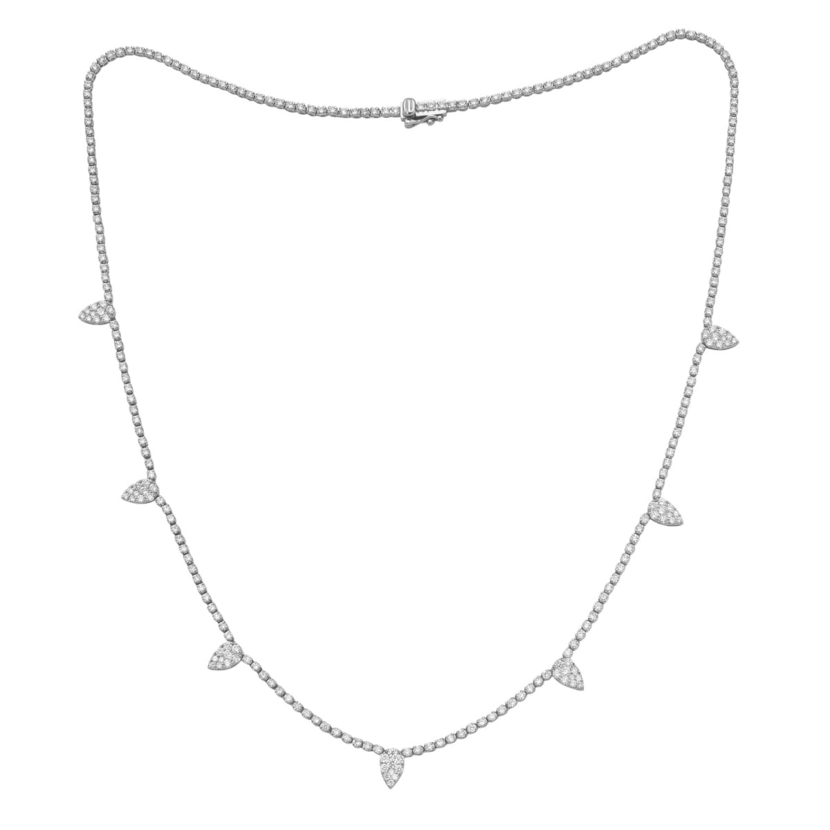 14K White Gold Diamond Spike Necklace, 3.87ct