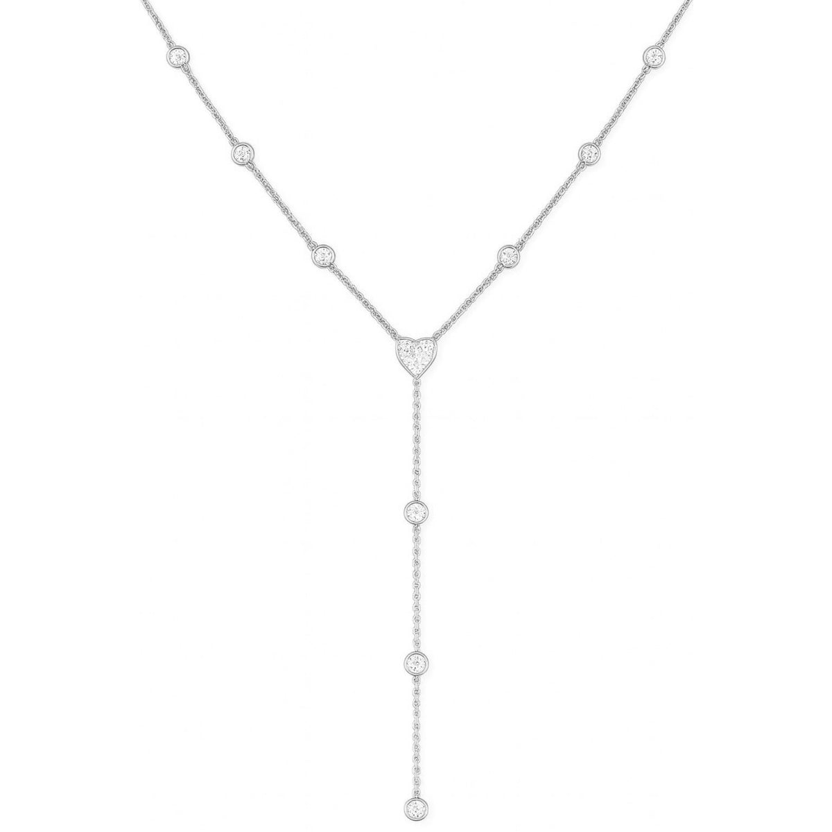 14K White Gold Diamond Necklace, 0.72ct