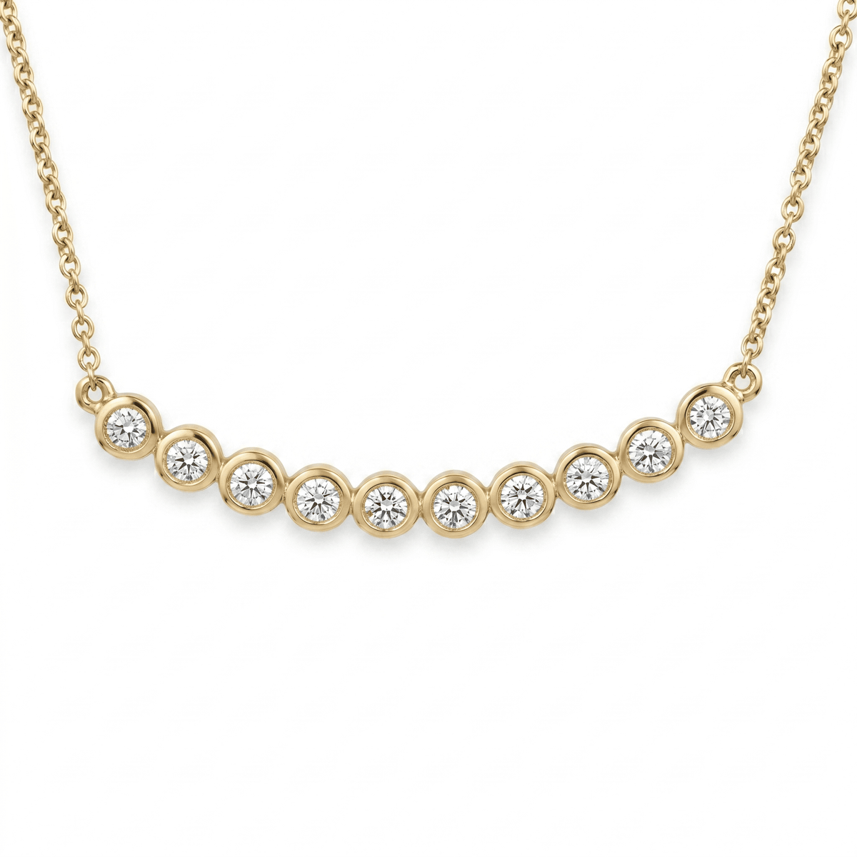 AN157094Y - Necklace 14KW/3.3G 10RD-0.30CT