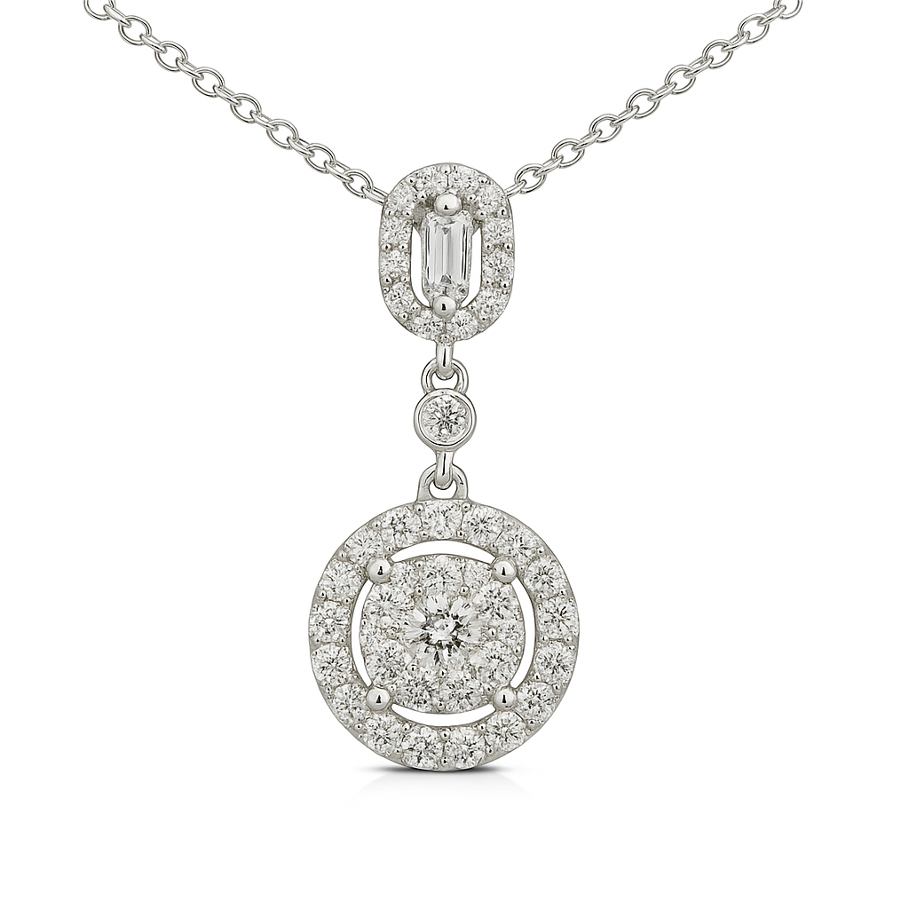 18K White Gold Diamond Illusion Pendant, 0.58ct