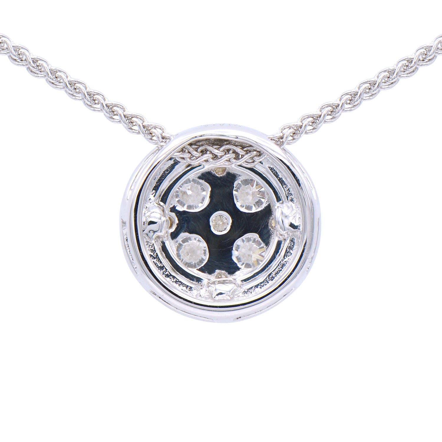 White Gold Round Diamond Cluster Pendant