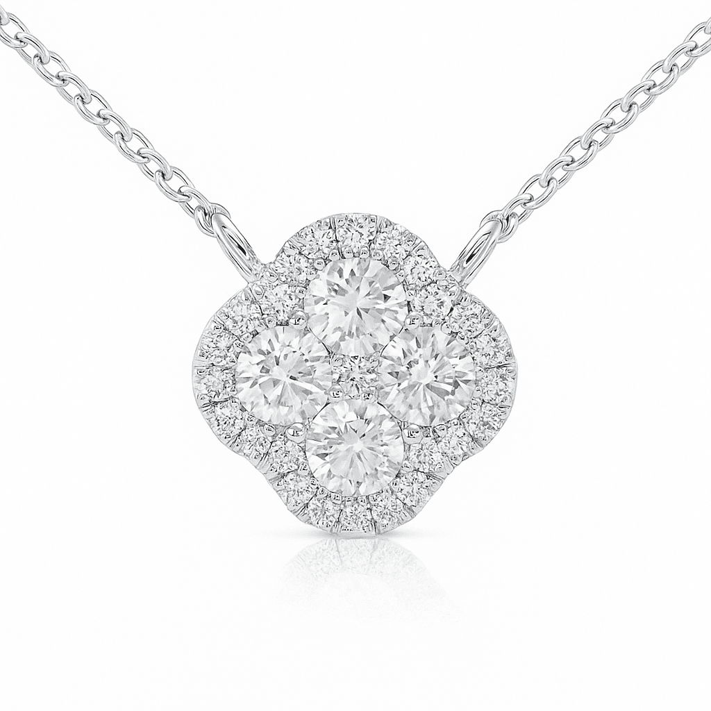 14K White Gold Diamond Pendant, 0.58ct