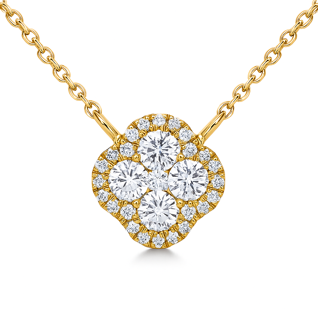 14K Yellow Gold Diamond Necklace, 0.58ct