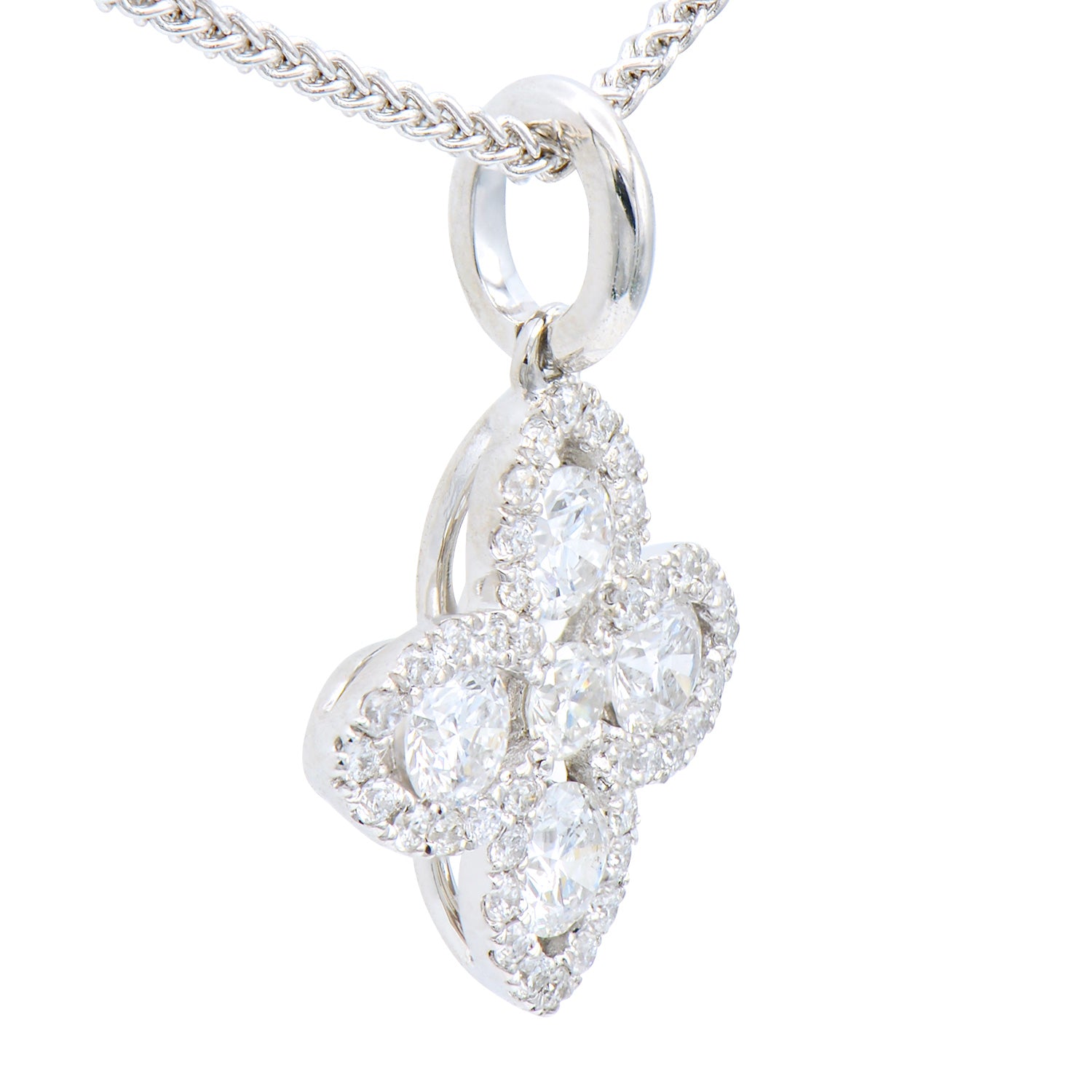 White Gold Four Leaf Clover Diamond Pendant