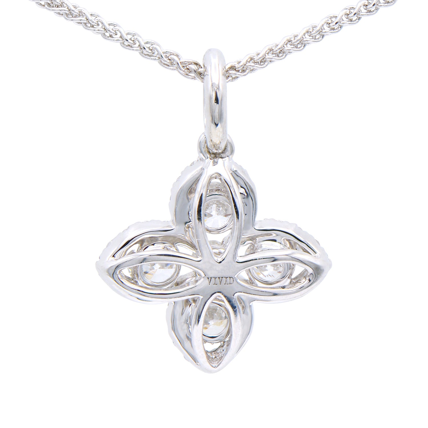 White Gold Four Leaf Clover Diamond Pendant