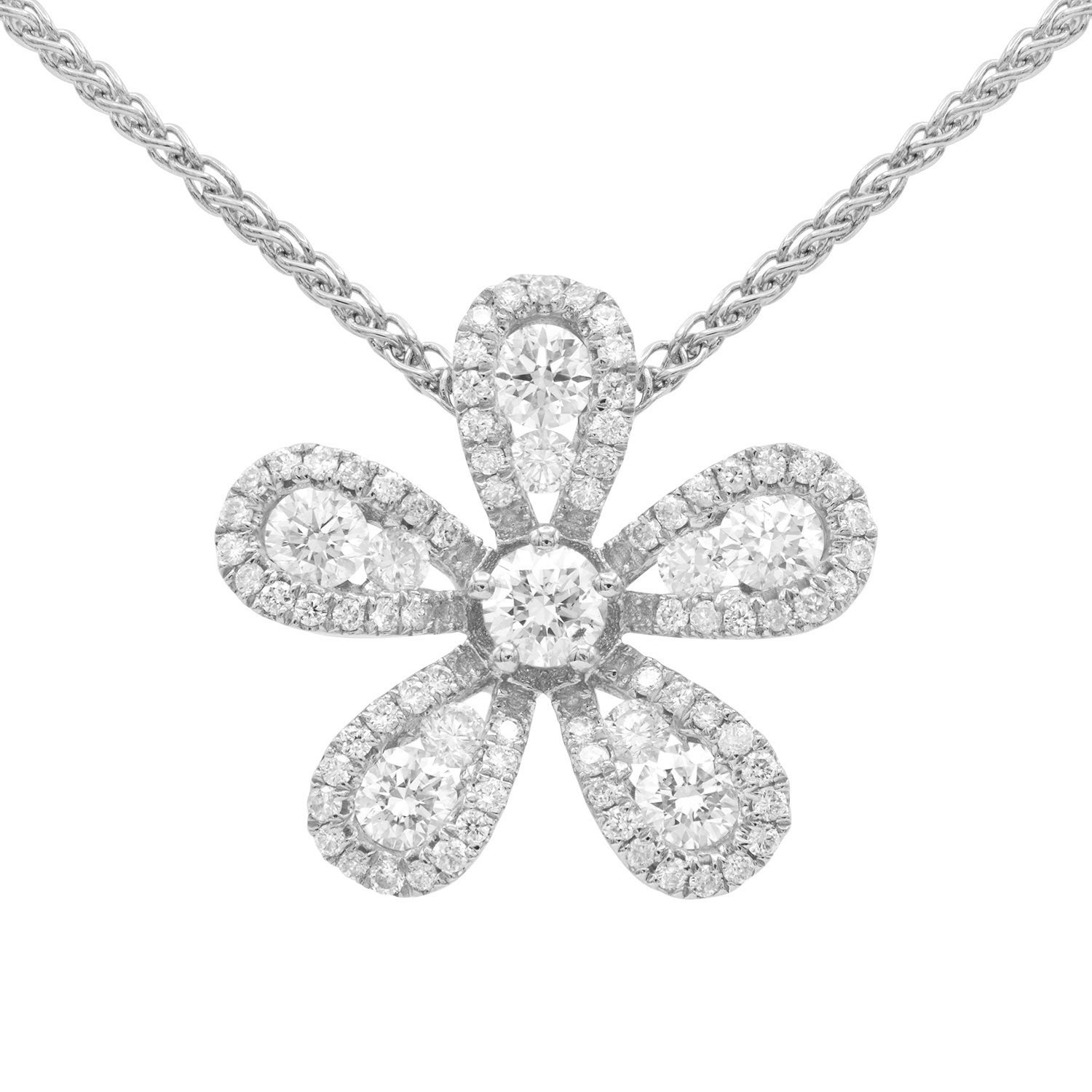 18KW Diamond Flower Pendant