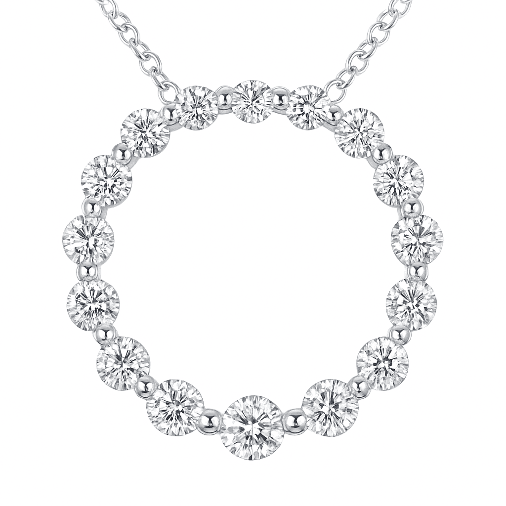 14K White Gold Round Diamond Ring Pendant, 0.89ct