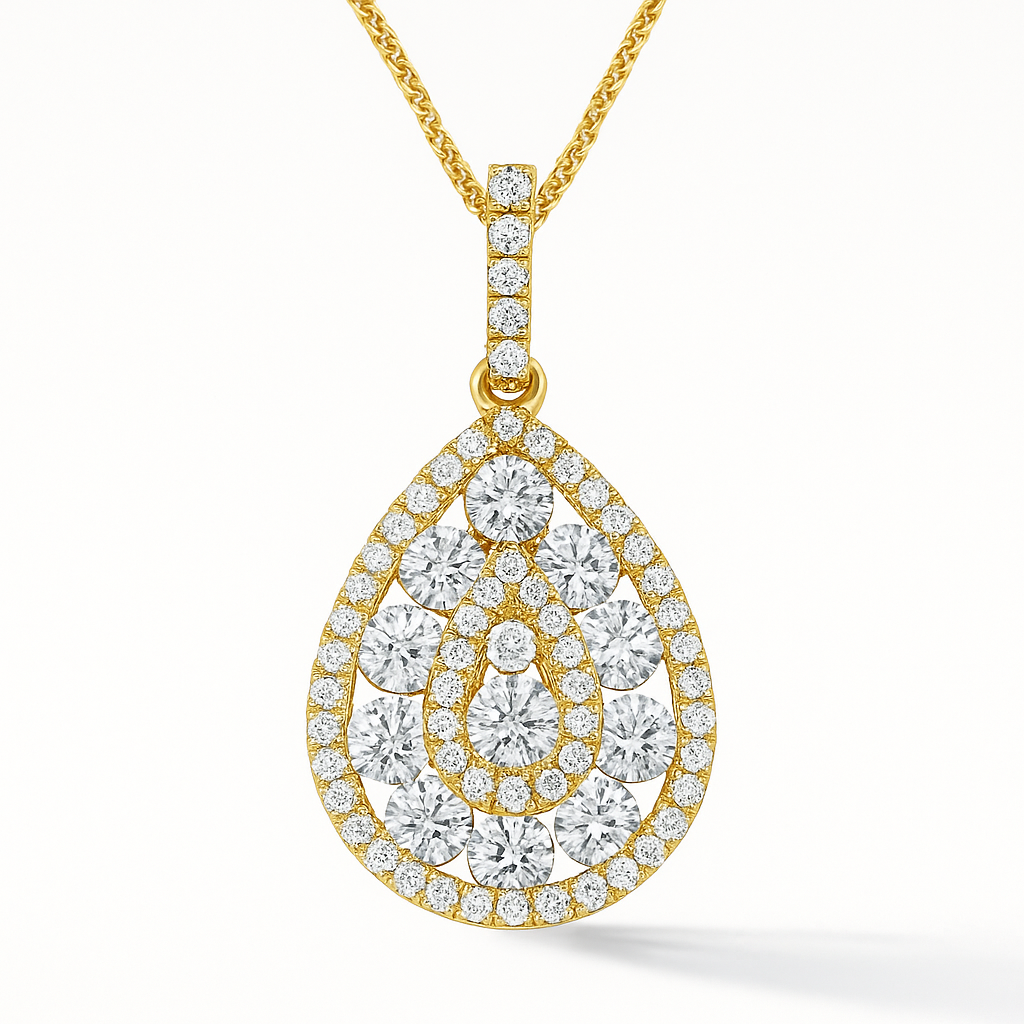 14K Yellow Gold Diamond Cluster Pendant, 0.8ct
