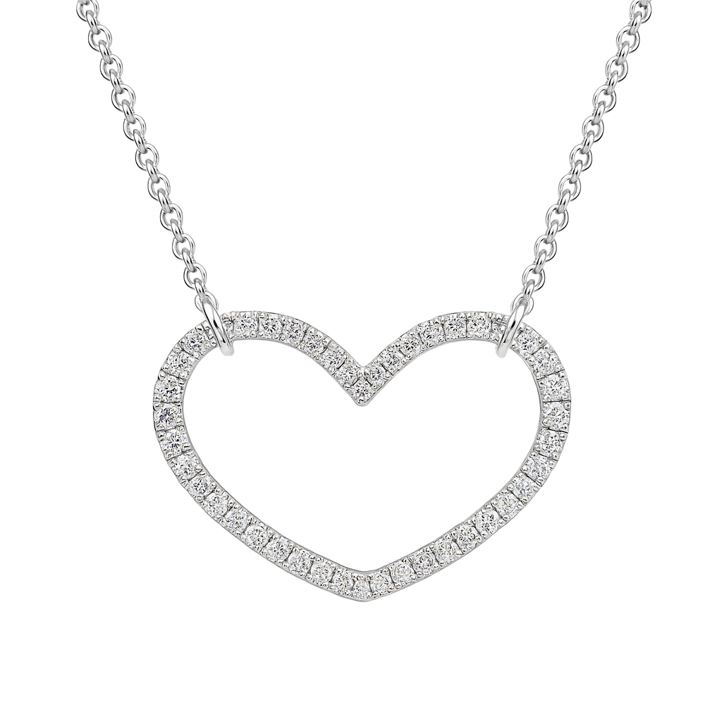 18K White Gold Diamond Necklace, 0.41ct