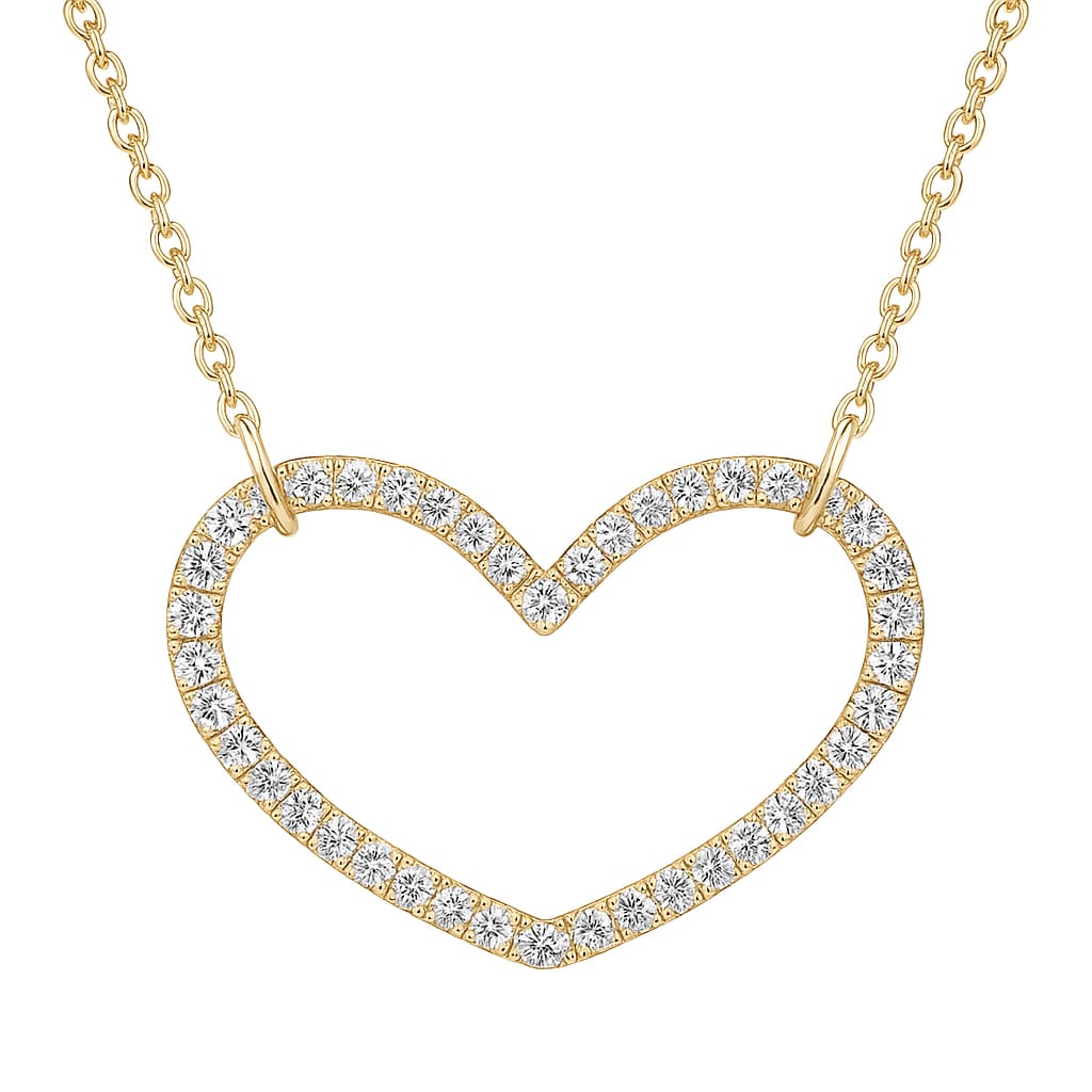 14K Yellow Gold Diamond Heart Pendant, 0.35ct