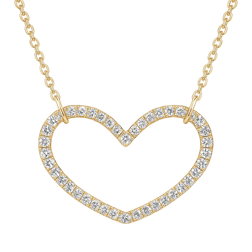 14K Yellow Gold Diamond Heart Pendant, 0.35ct