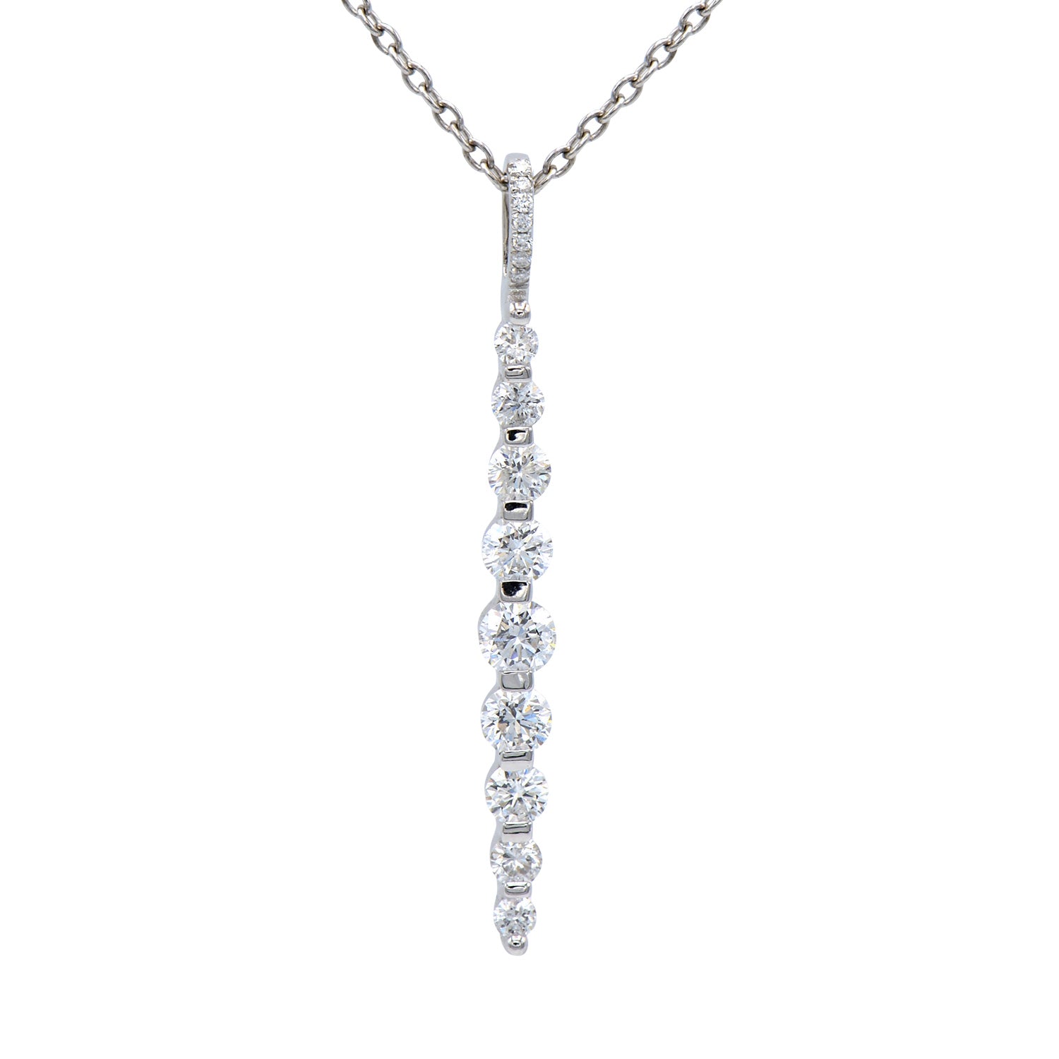 14K White Gold Diamond Drop Pendant