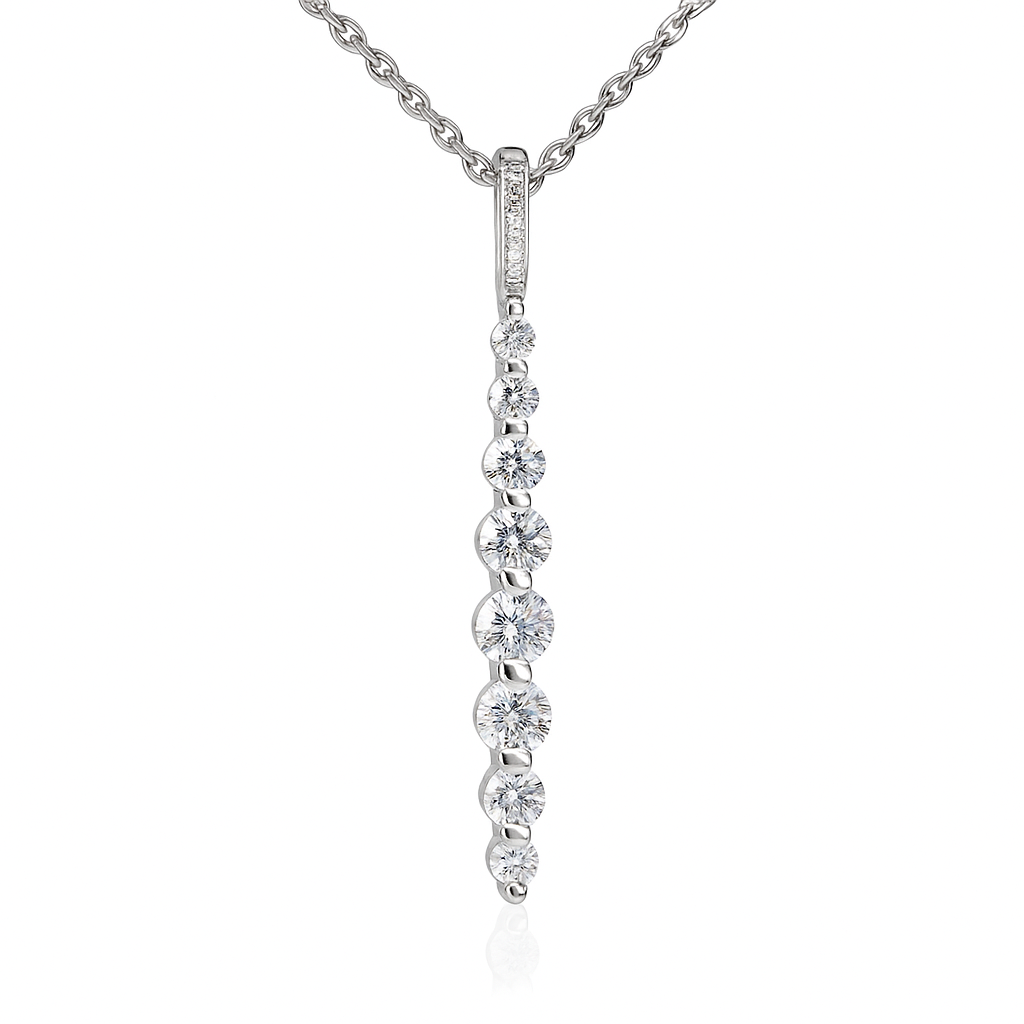 14K White Gold Diamond Drop Pendant