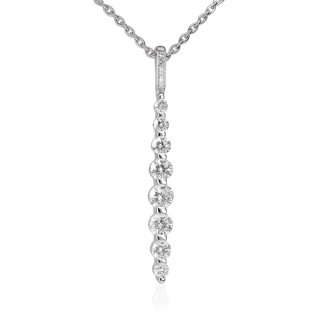 14K White Gold Diamond Pendant, 0.63ct