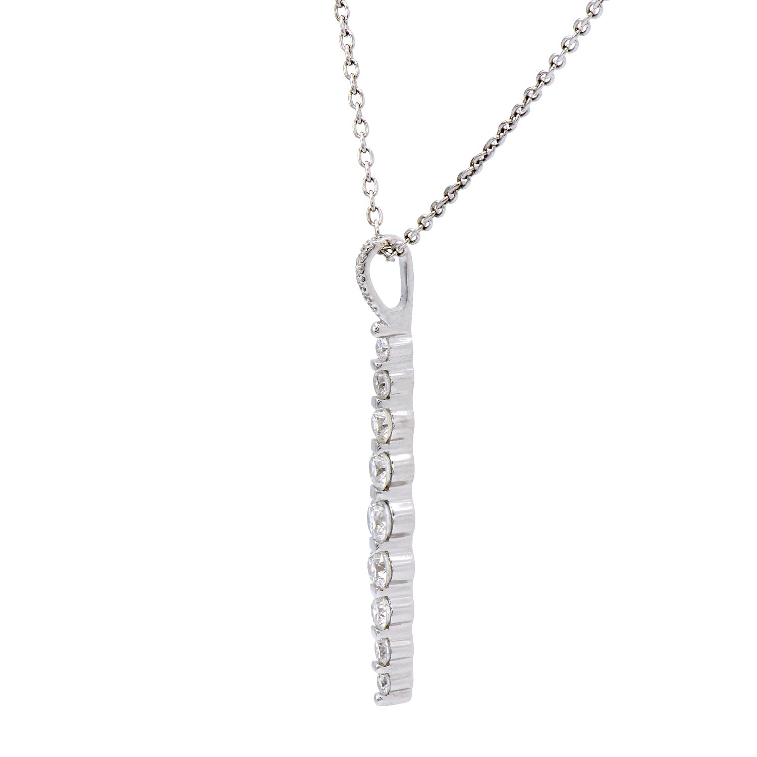 14K White Gold Diamond Drop Pendant