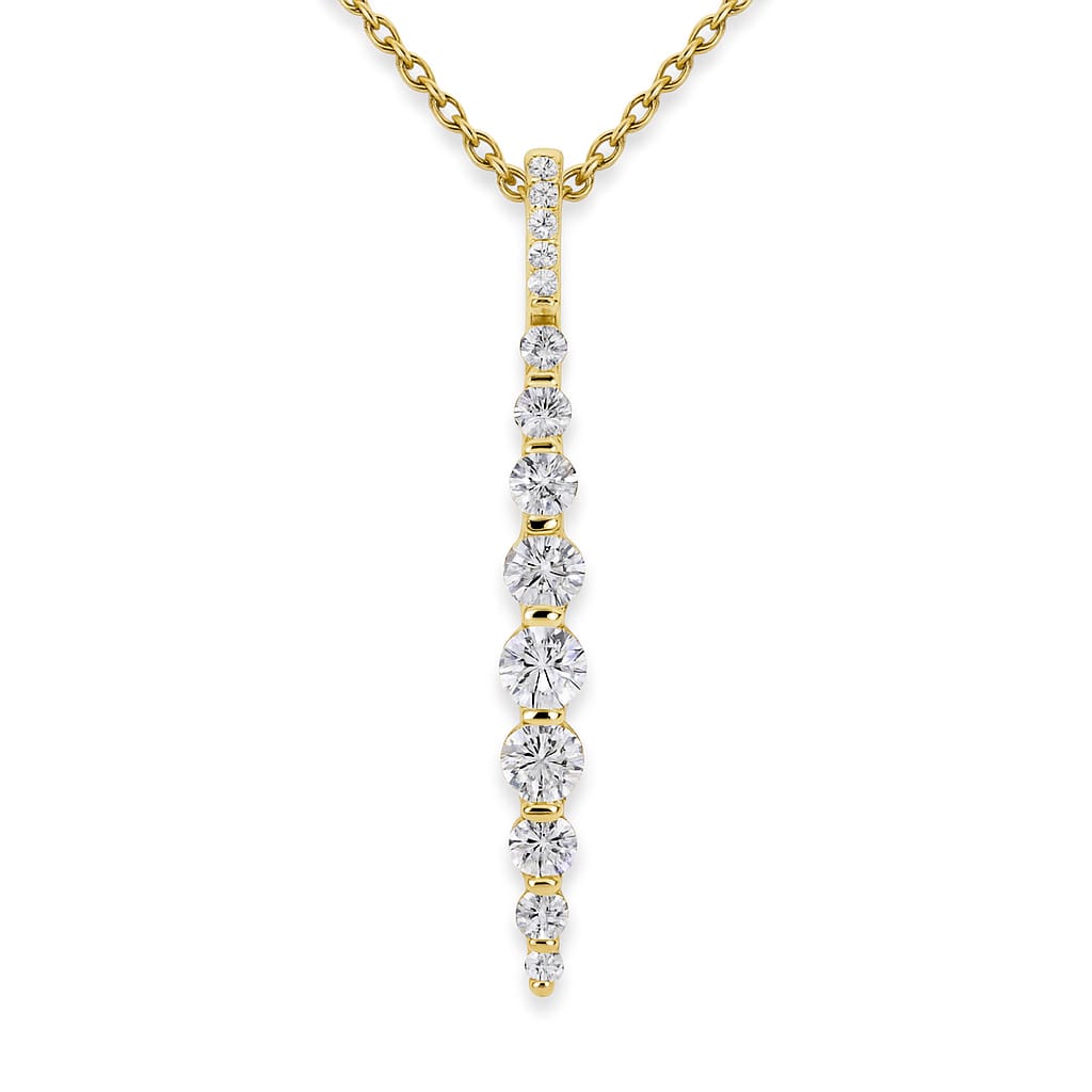 14K Yellow Gold Diamond Drop Pendant, 0.63ct