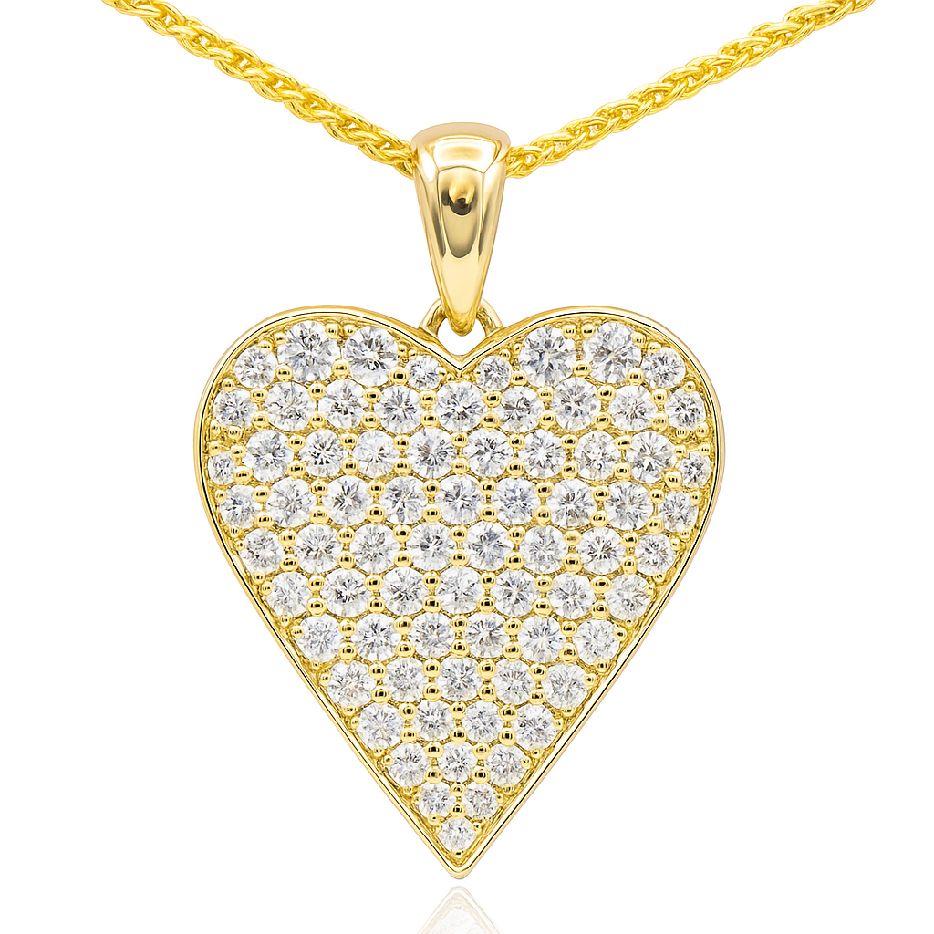 18K Yellow Gold Diamond Heart Pendant, 0.78ct
