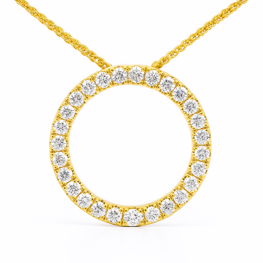 14K Yellow Gold Diamond Pendant, 0.55ct