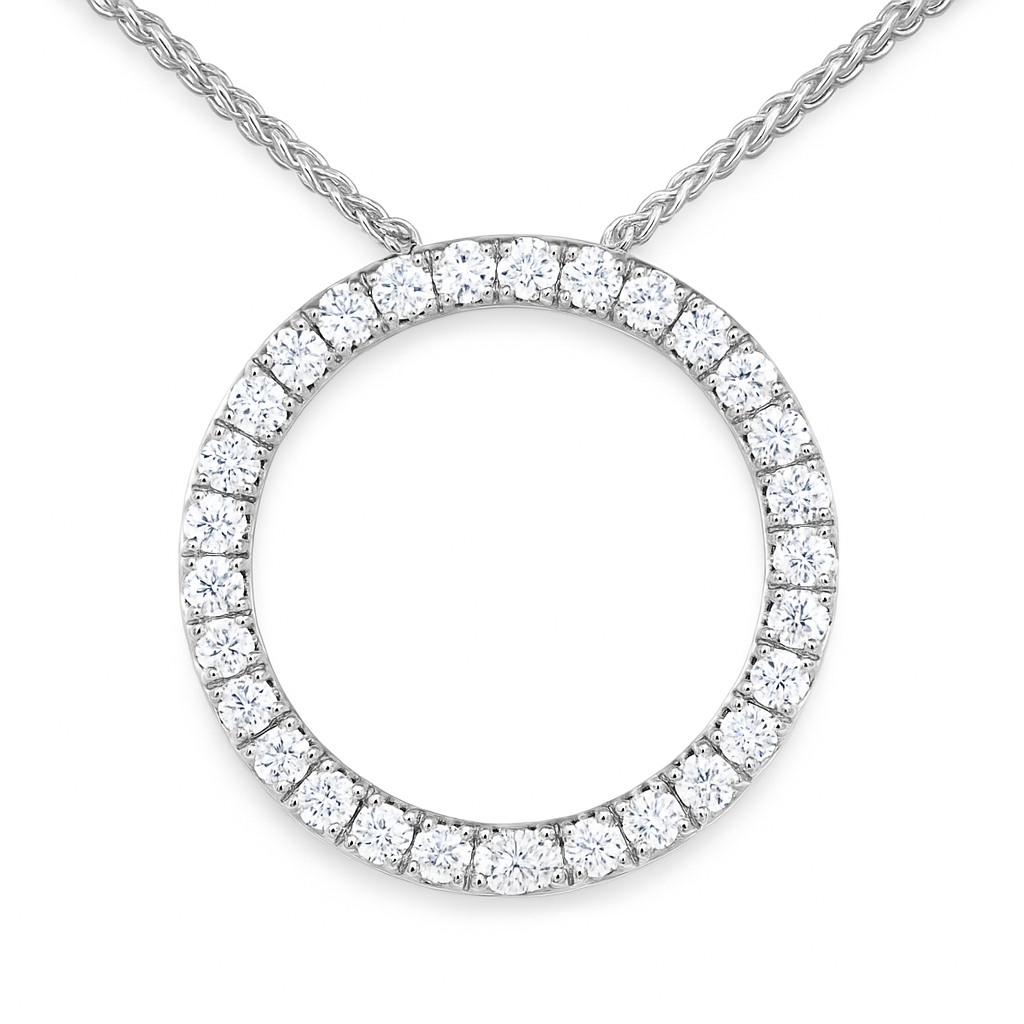 14K White Gold Diamond Pendant, 0.55ct