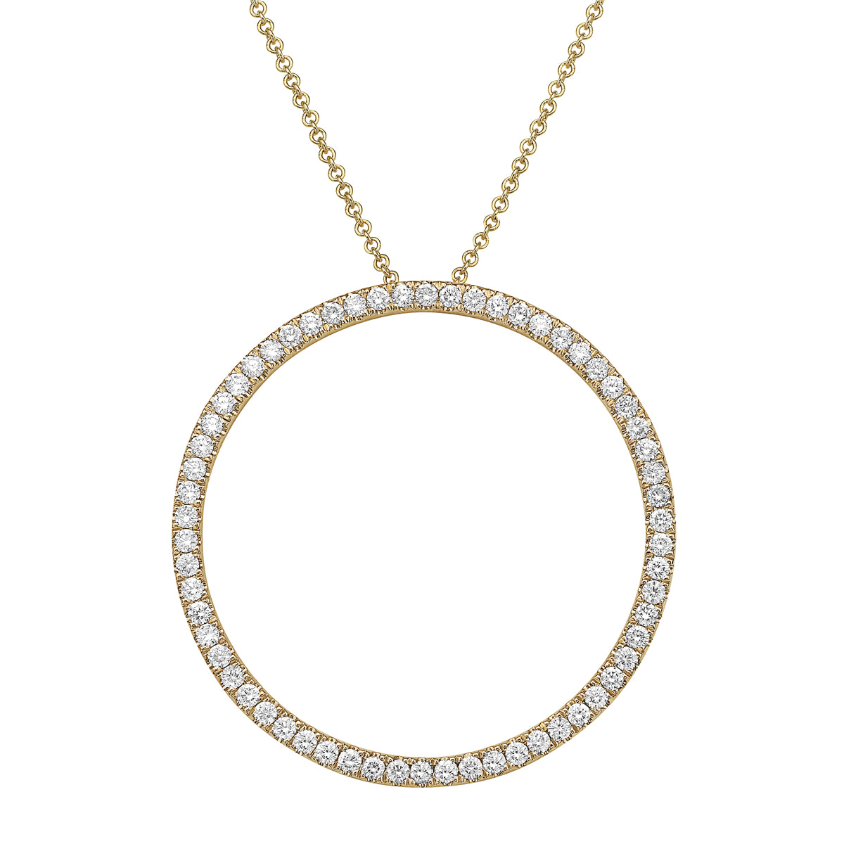 1.04CT Yellow Gold Diamond Open Circle Pendant