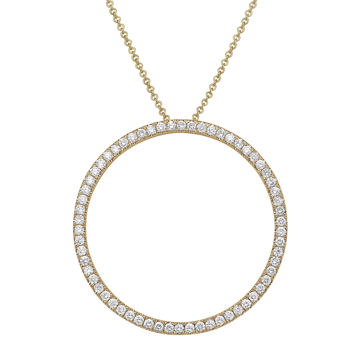 14K Yellow Gold Diamond Open Circle Pendant, 1.04ct