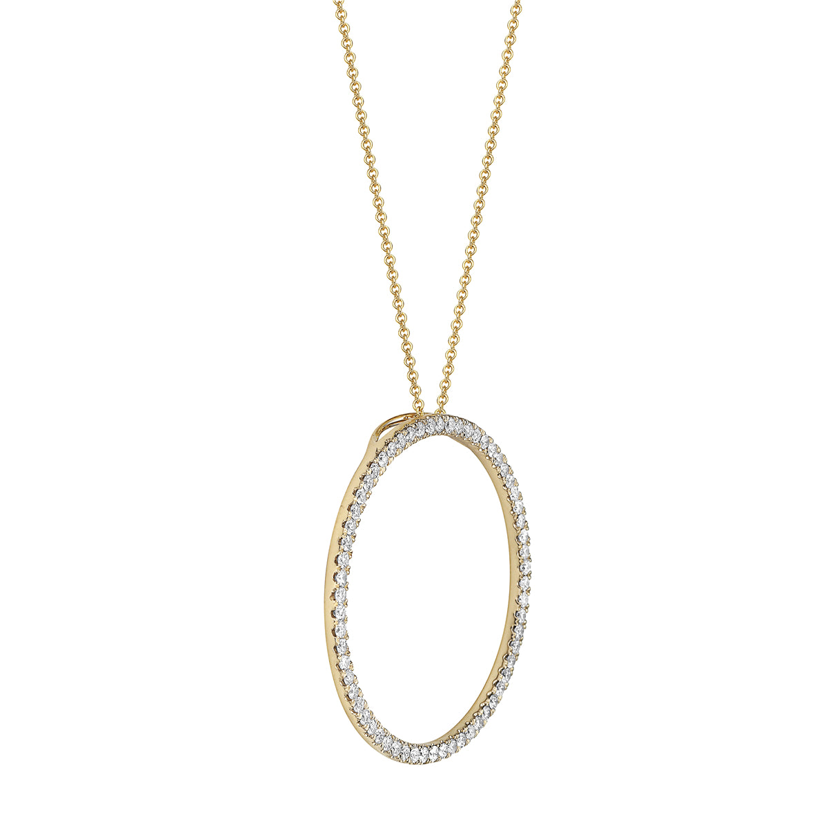 1.04CT Yellow Gold Diamond Open Circle Pendant