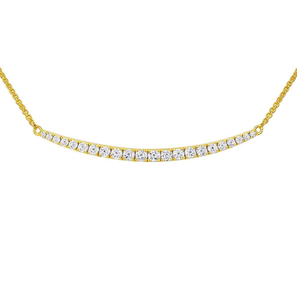 14K Yellow Gold Curves Necklace, 0.45ct