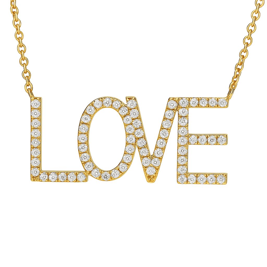 14K Yellow Gold Diamond Necklace, 0.19ct