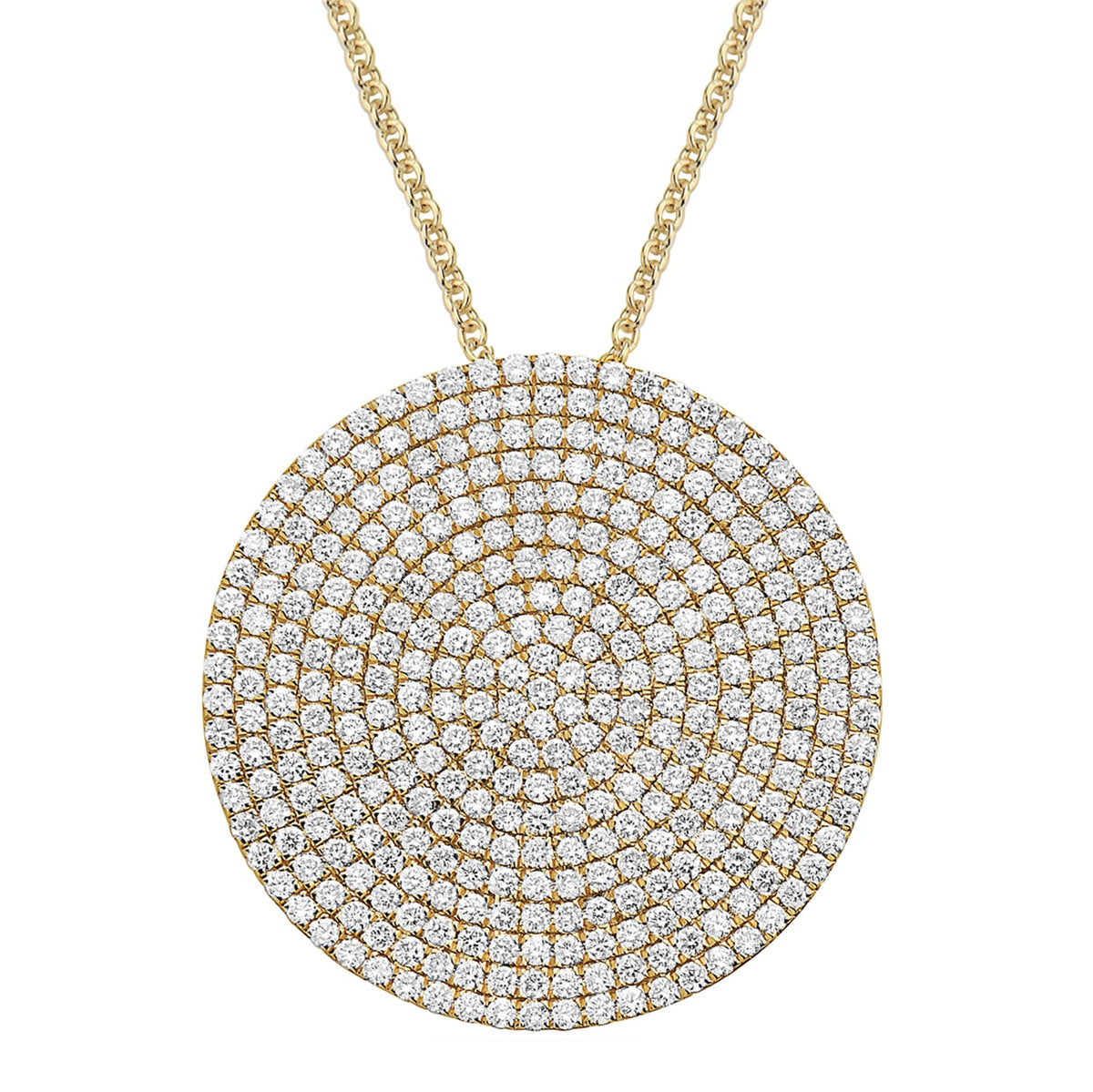 14K Yellow Gold 2CT Yellow Gold Diamond Circle Pendant, 2ct