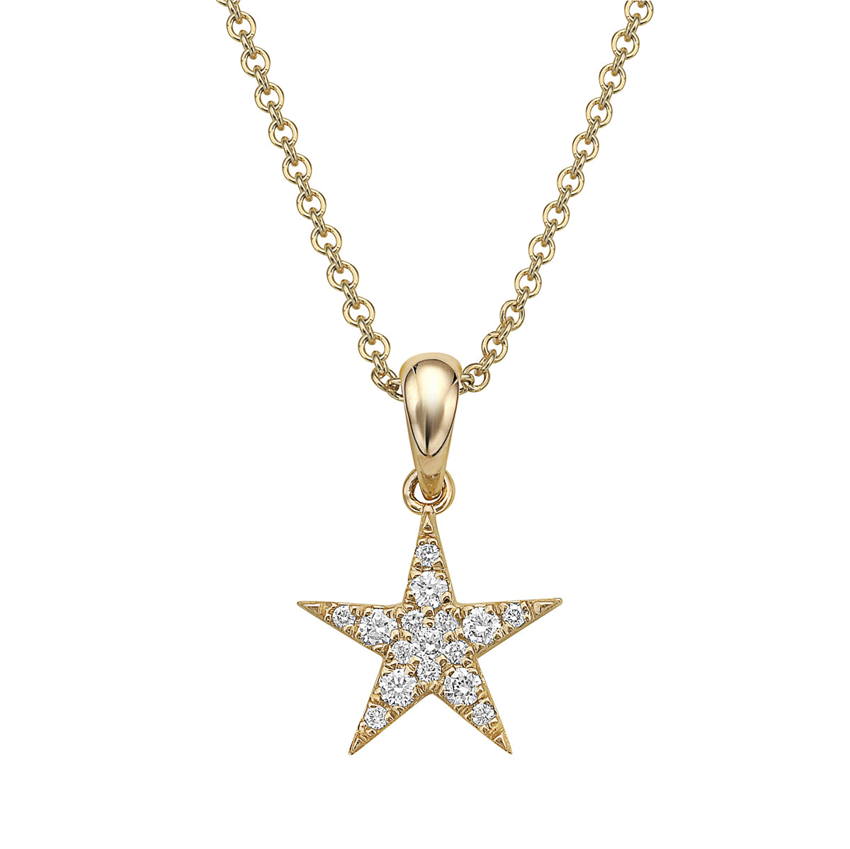 14K Yellow Gold Diamond Star Pendant