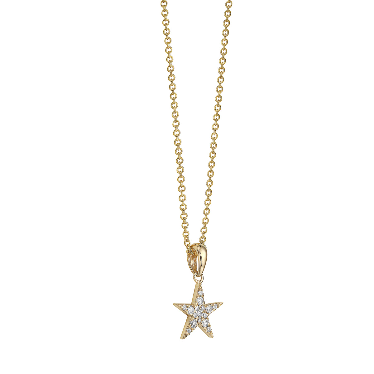 14K Yellow Gold Diamond Star Pendant