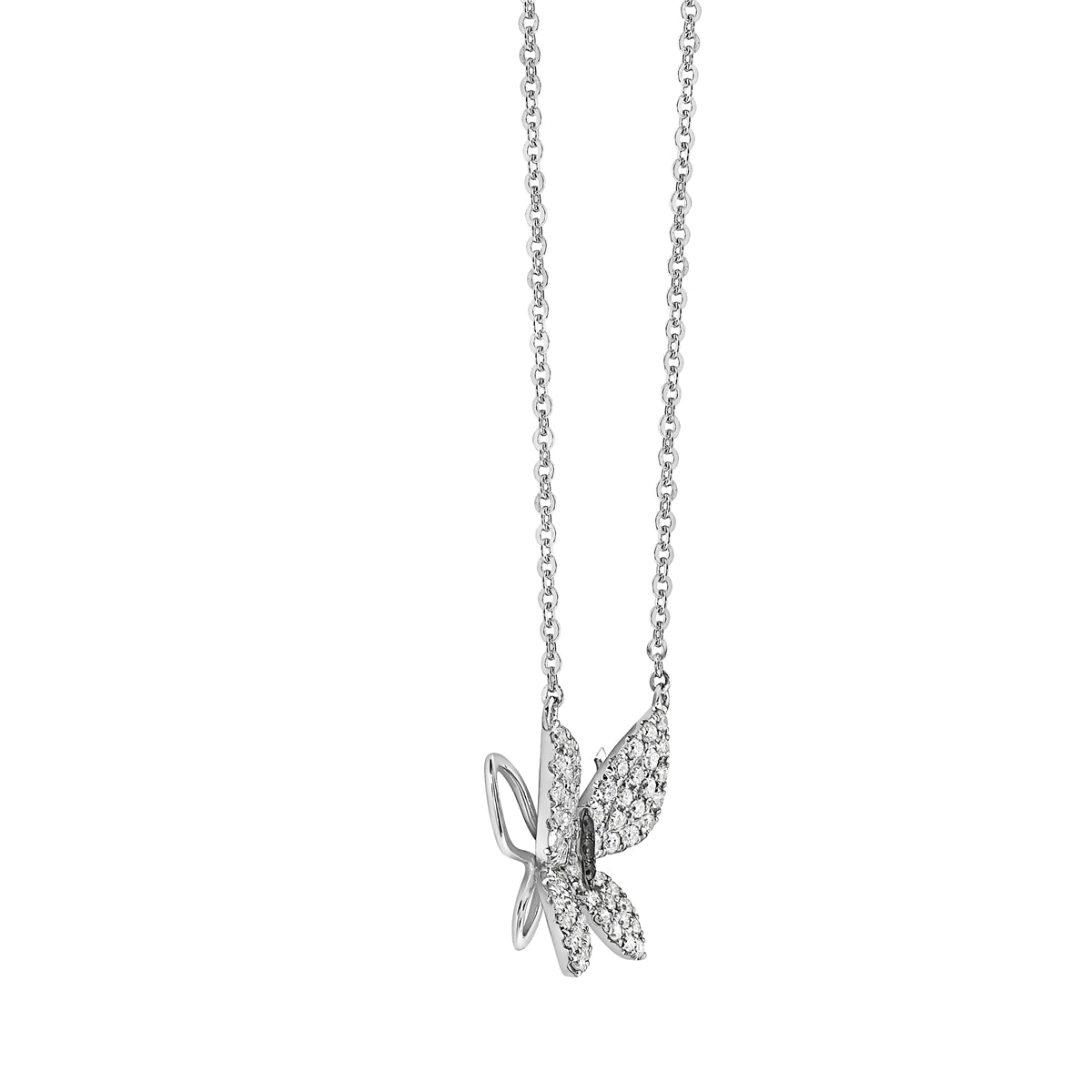 14K White Gold Diamond Butterfly Pendant