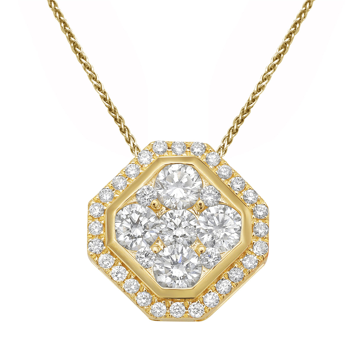 AP155076Y - Pendant 14KY/1.3G 5RD-0.58CT 32RD-0.17CT
