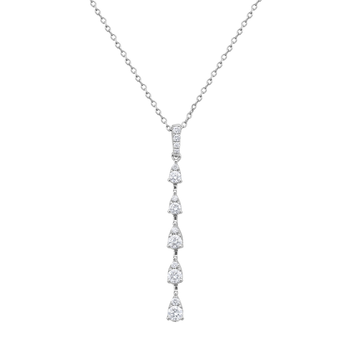 14K White Gold Diamond Pendant, 0.42ct