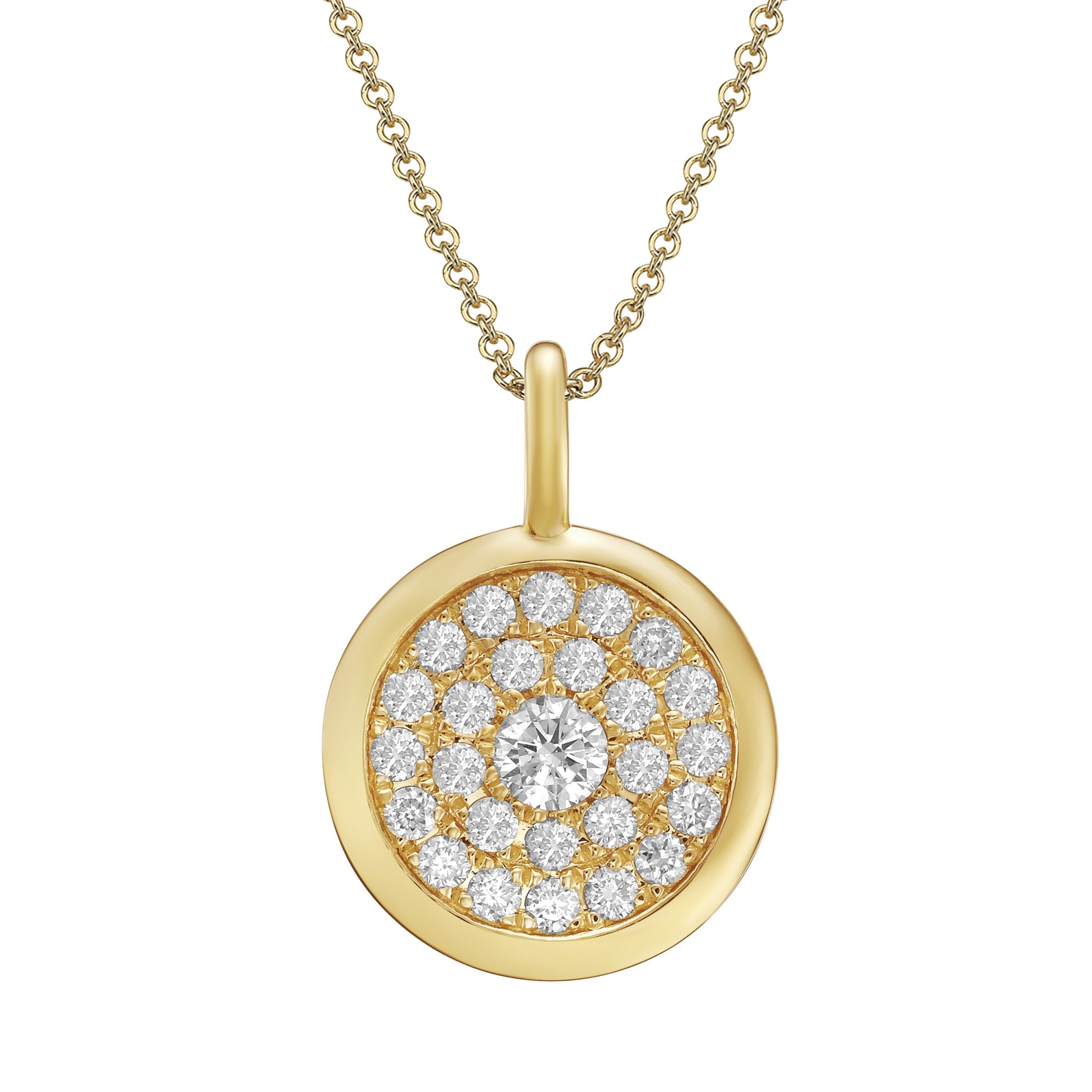P056158Y - Pendant 18KY/1G 10RD-0.08CT10RD-0.23CT W/CHAIN