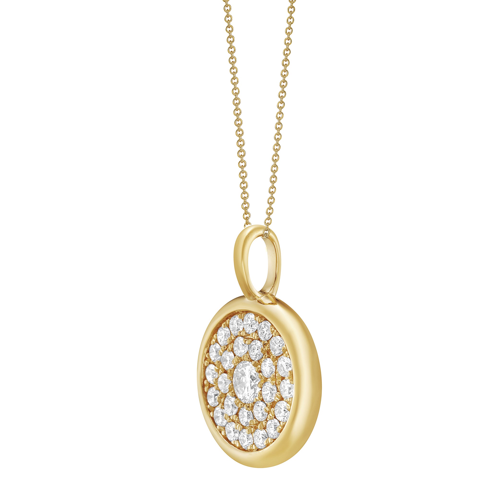 P056158Y - Pendant 18KY/1G 10RD-0.08CT10RD-0.23CT W/CHAIN