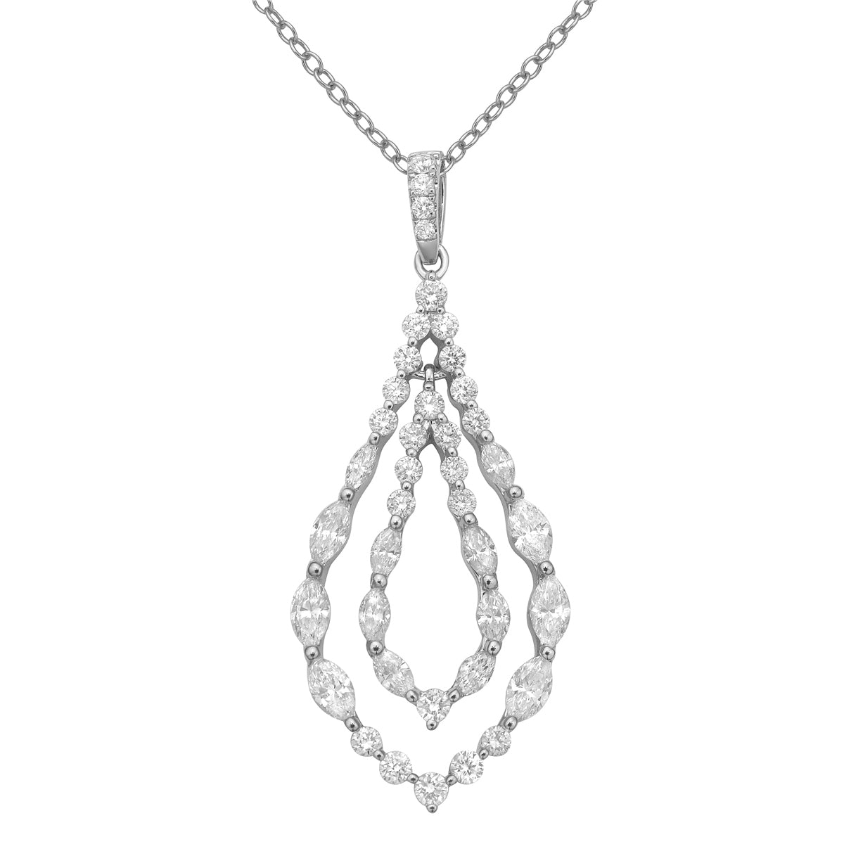 P056214 - Pendant 18KW/1.6G 14MARQ-0.71CT 26RD-0.39CT
