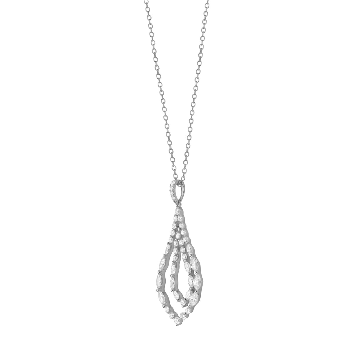 14K White Gold Diamond Pendant, 1.1ct