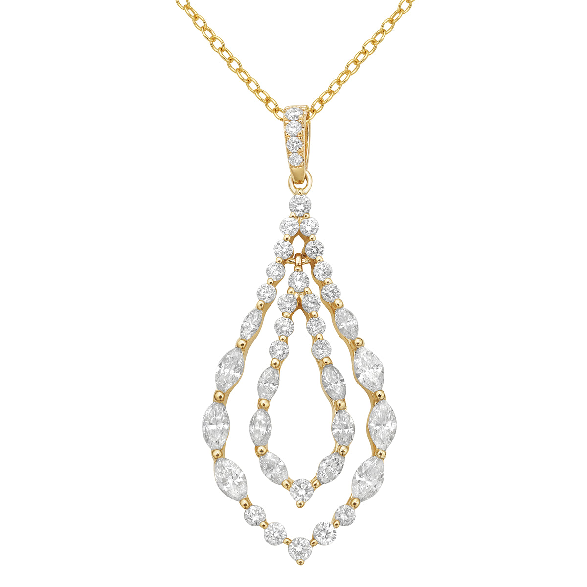 AP156214Y - Pendant 14KY/1.6G 14MARQ-0.71CT 26RD-0.39CT