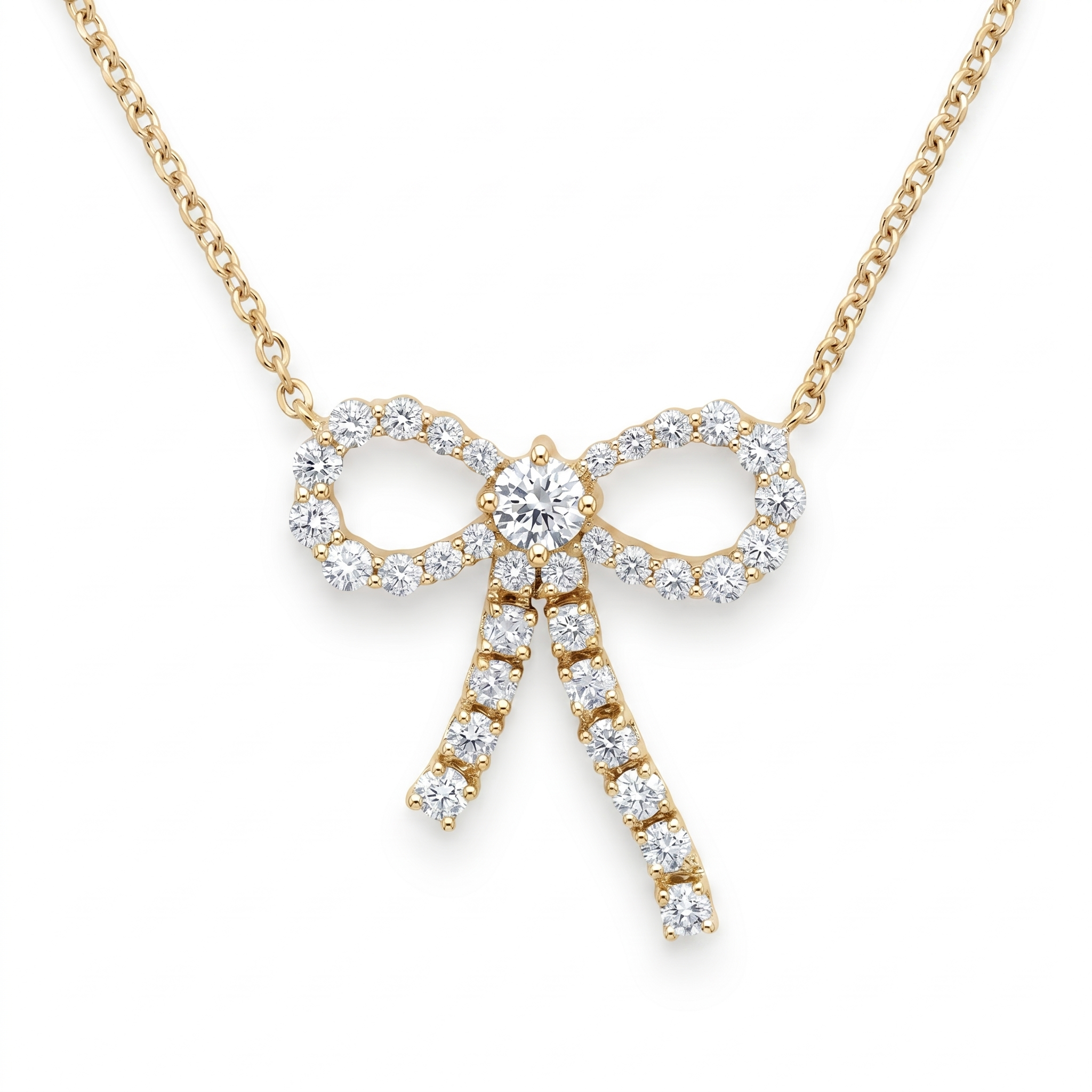AP156277BY - Necklace 14KY/4G 1RD-0.08CT 33RD-0.34CT