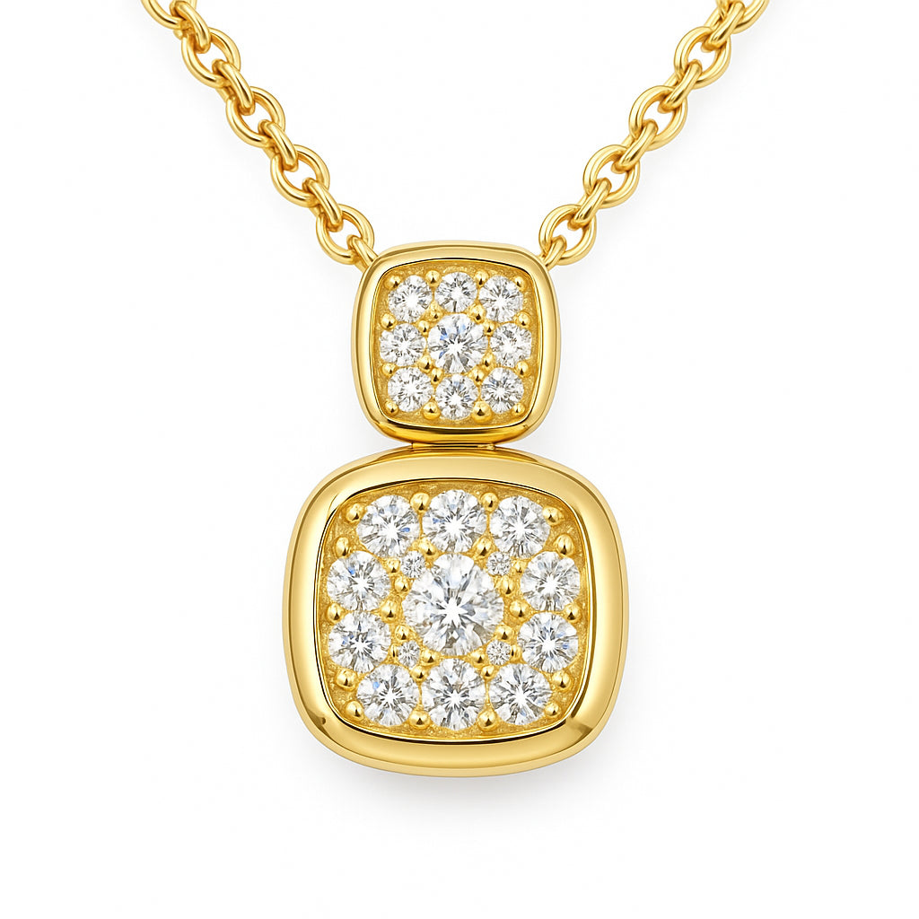 14K Yellow Gold Diamond Pendant, Round 0.30ct